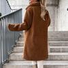 Women Trench Coat Plush Thicken Overcoat Autumn Winter Single-breasted Teddy Jacket Long