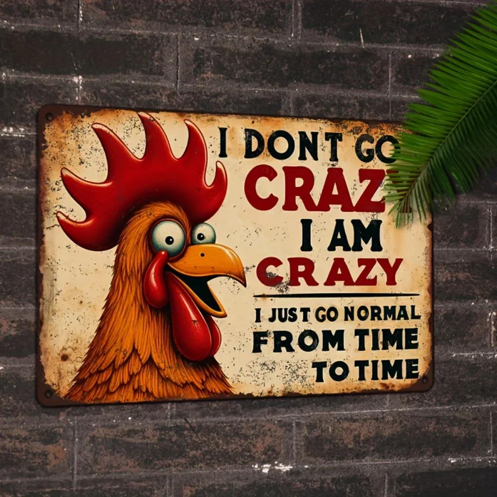 Delightful Charming Humorous Chicken Aluminum Sign, Retro Style, Weatherproof Wall Art with Holes, Ideal for Bar/Farmhouse.