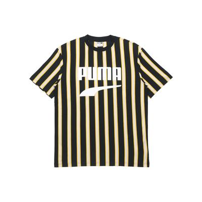 Striped Logo Short Sleeve T-Shirt Men Tops Black 599911-01