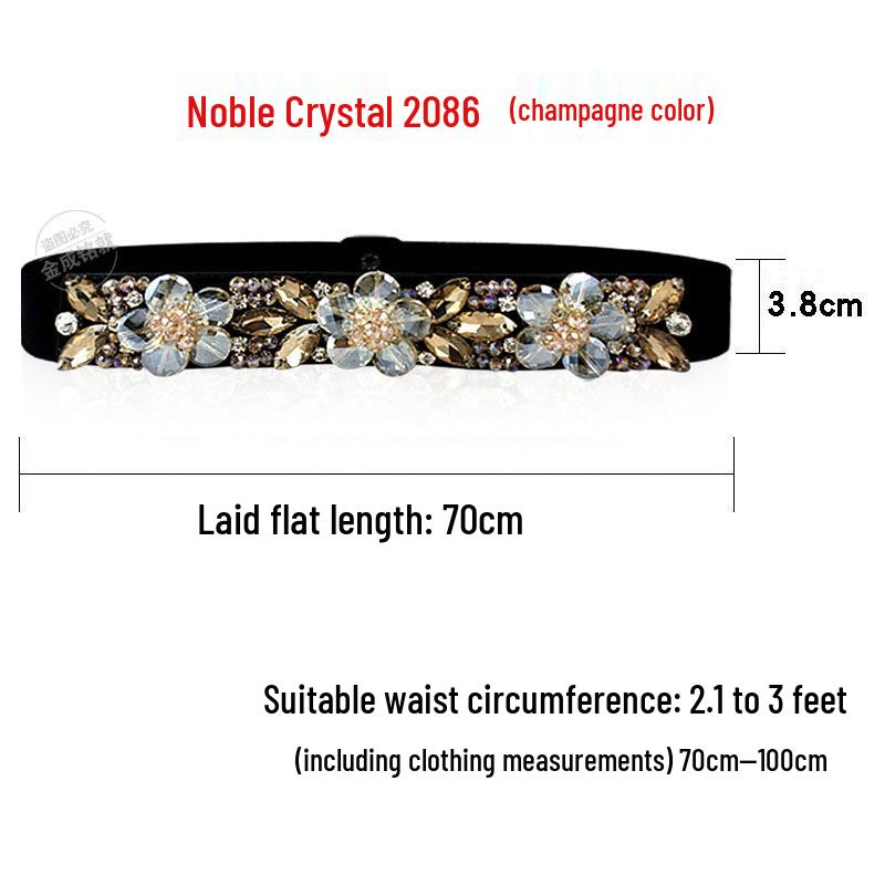 Crystal Rhinestone Elastic Waist Belt for Women's Dresses and Sweaters