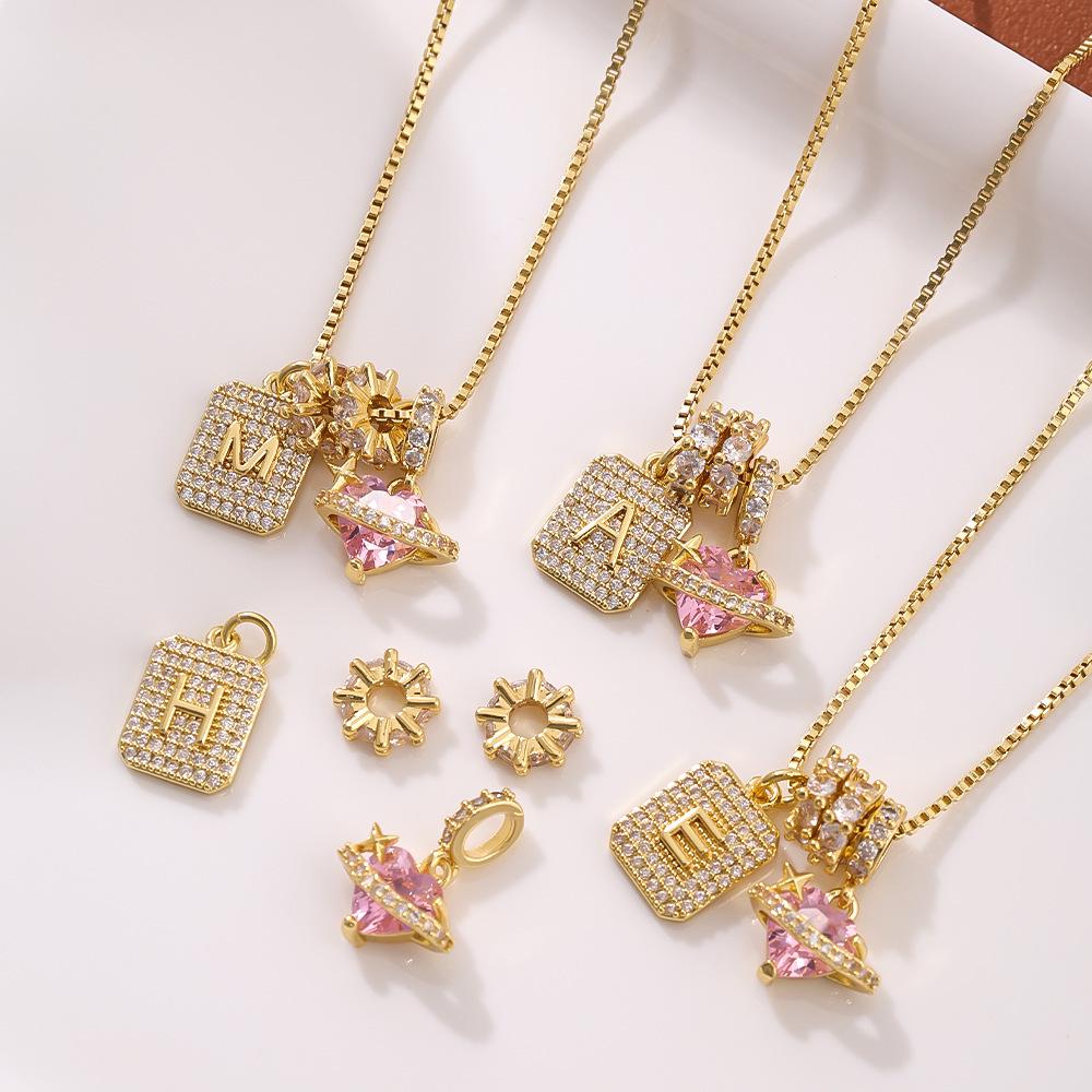 Luxe Heart Initial Necklace: 18k Gold-Plated Diamond Clavicle Chain