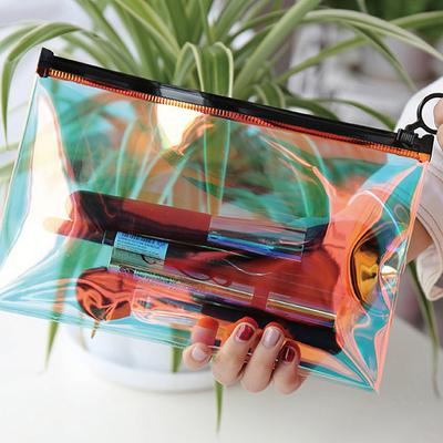 Laser Transparent Sminkväska Dam Söt Sminkväska Pouch Vattentät Rese Tvätt Skönhetsfodral Väska Organizer