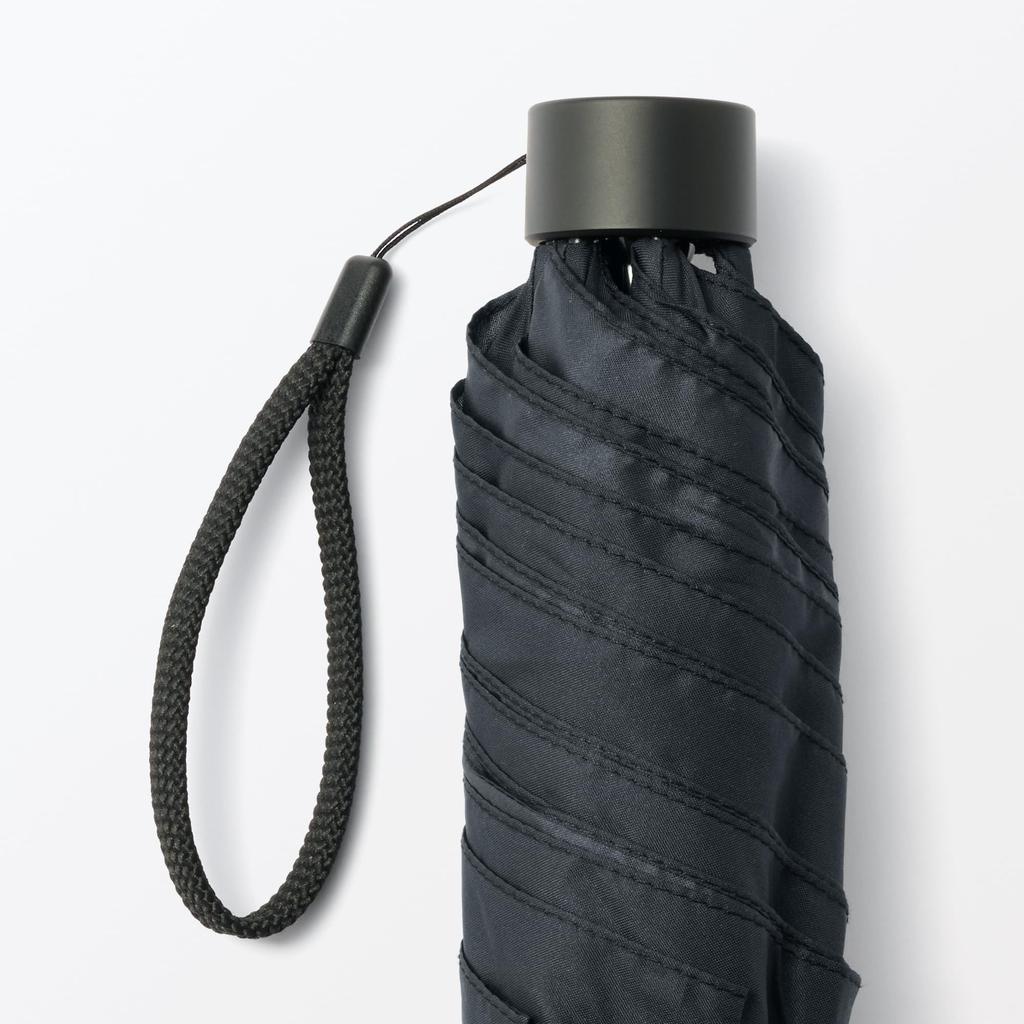 MUJI Folding Umbrella for Sun and Unisex 60cm Rib Length Rain, Adult, DEA53A5A, Black,