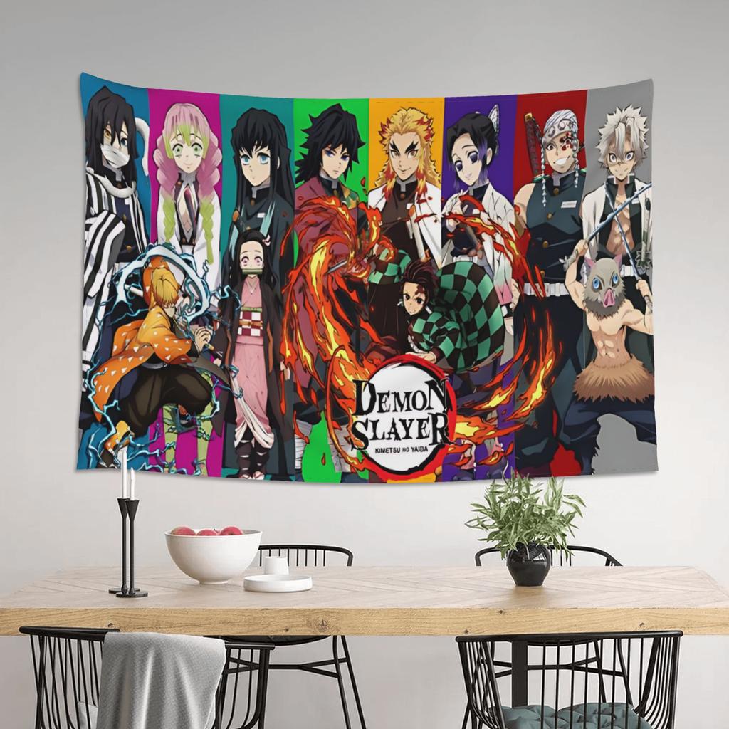 Christmas Demon Slayer Cutecore Tapestry Wall Hanging Blanket Tapestry Home Decor Items Wall Decorations