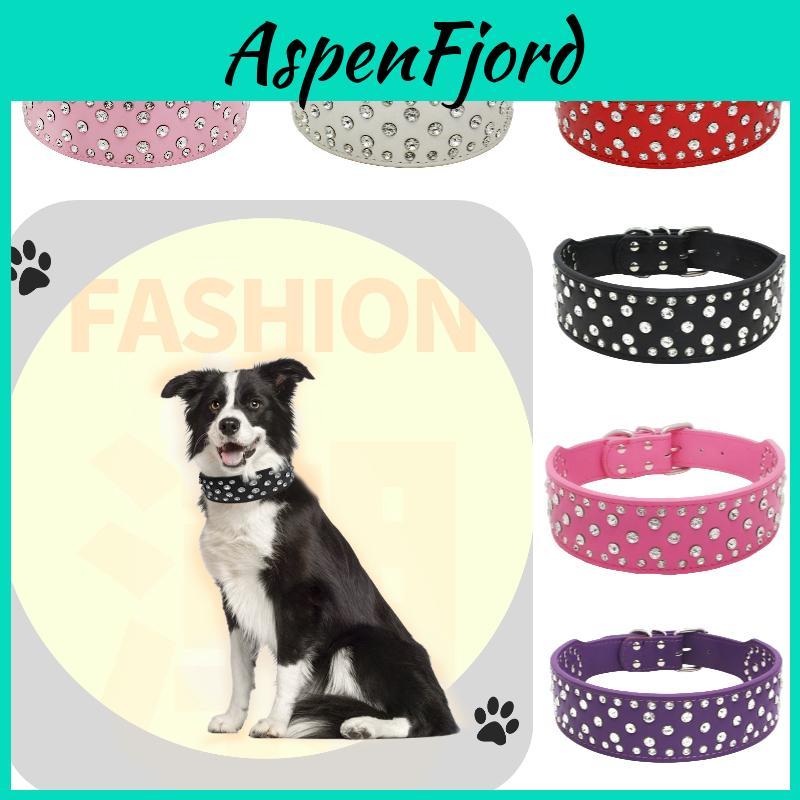 Collar Adjustable Dog Necklace Pu Leather Pet Cat Puppy Collar Sparkling Crystal