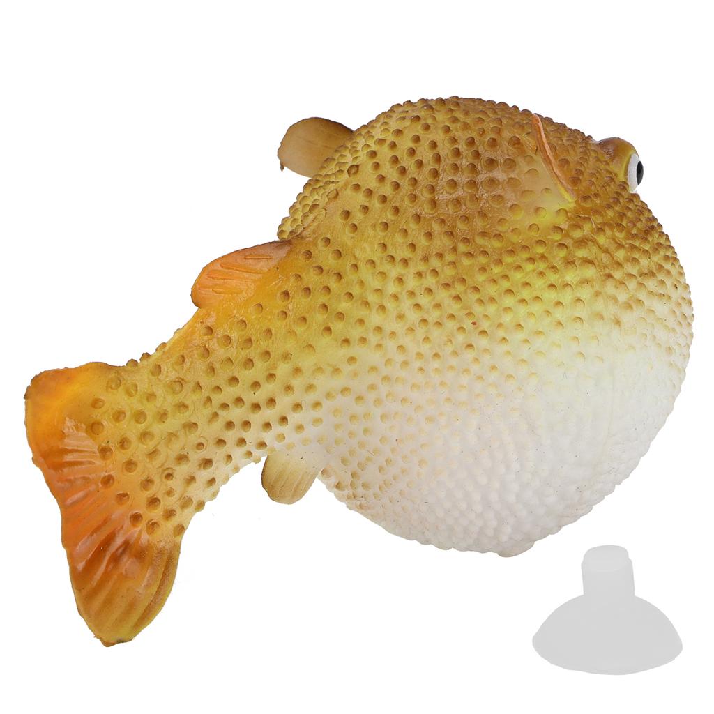 Aquarium Puffer Fish Luminous Simulation Rubber Fish with Suction Cup for Fish TanksOrange