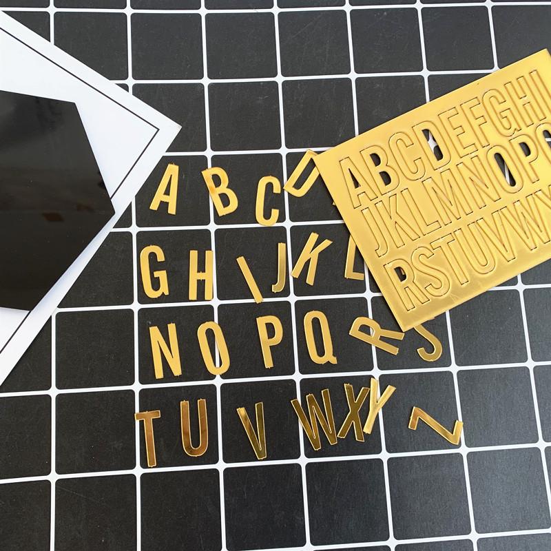 Golden 26 Letter DIY Birthday Stickers  Acrylic Cake Decoration English Alphabet Wedding Party Cake Decor Supplies