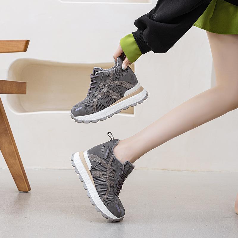 10CM Thick-soled Sports Style Forrest Gump Shoes Women's Autumn and Winter New Casual Shoes Low-top Lace-up 2025 Height-increasing Women's Shoes