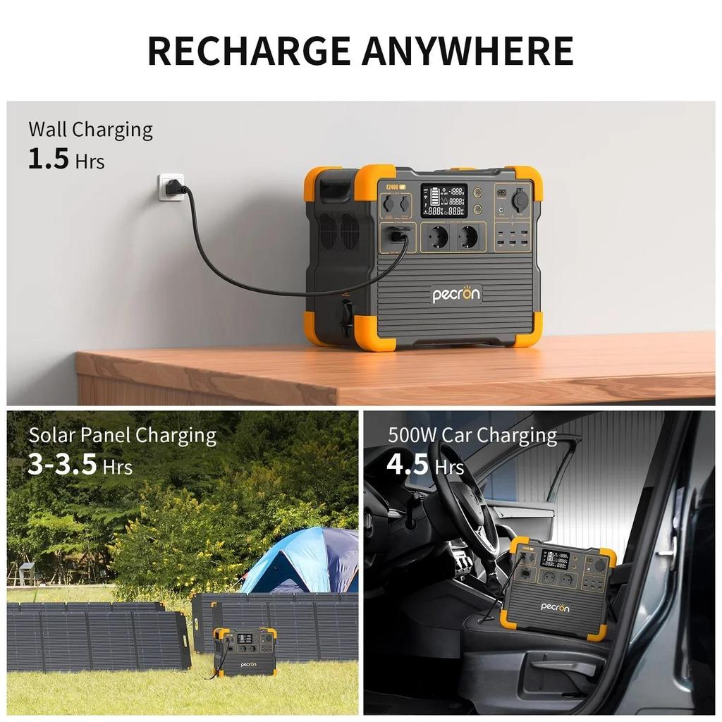 E2400LFP 2400W 2048Wh Stazione di Alimentazione Portatile, Generatore Solare a Onda Sinusoidale Pura, Batteria di Riserva di Emergenza UPS per Campeggio, Camper, Casa, Uso Esterno