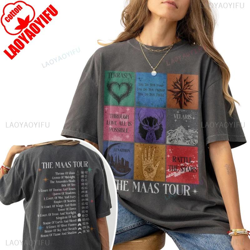 Sarah J Maas SJM Merch Světové turné Tričko Throne of Glass Oblečení pro fanoušky Crescent City Letní móda Ležérní pohodlná bavlněná trička