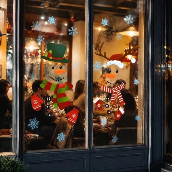Seasonal Window Decorations 2Pcs Christmas Snowman Static Stickers, Simple Double Clings, Festive Clings PVC Waterproof Decals for Home Glass