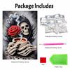 Frameless Pearl Painting Kit Gothic Skeleton Red Rose Coffee Pattern DIY Shiny Bead Canvas Creative Leisure Craft Gift for Adults