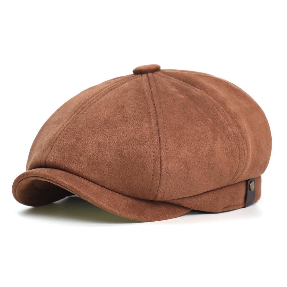 Autumn Winter Warm Faux Leather Cap Newsboy Cap Hat Men Women Casual Beret Solid Cap Flat Caps Vintage Hats