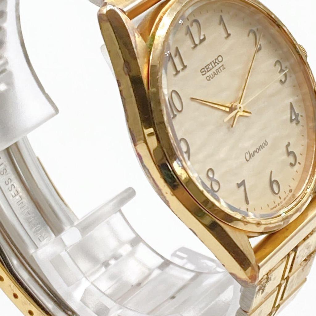 Used 373 SEIKO Chronos Watch Men's Quartz New Battery Gold