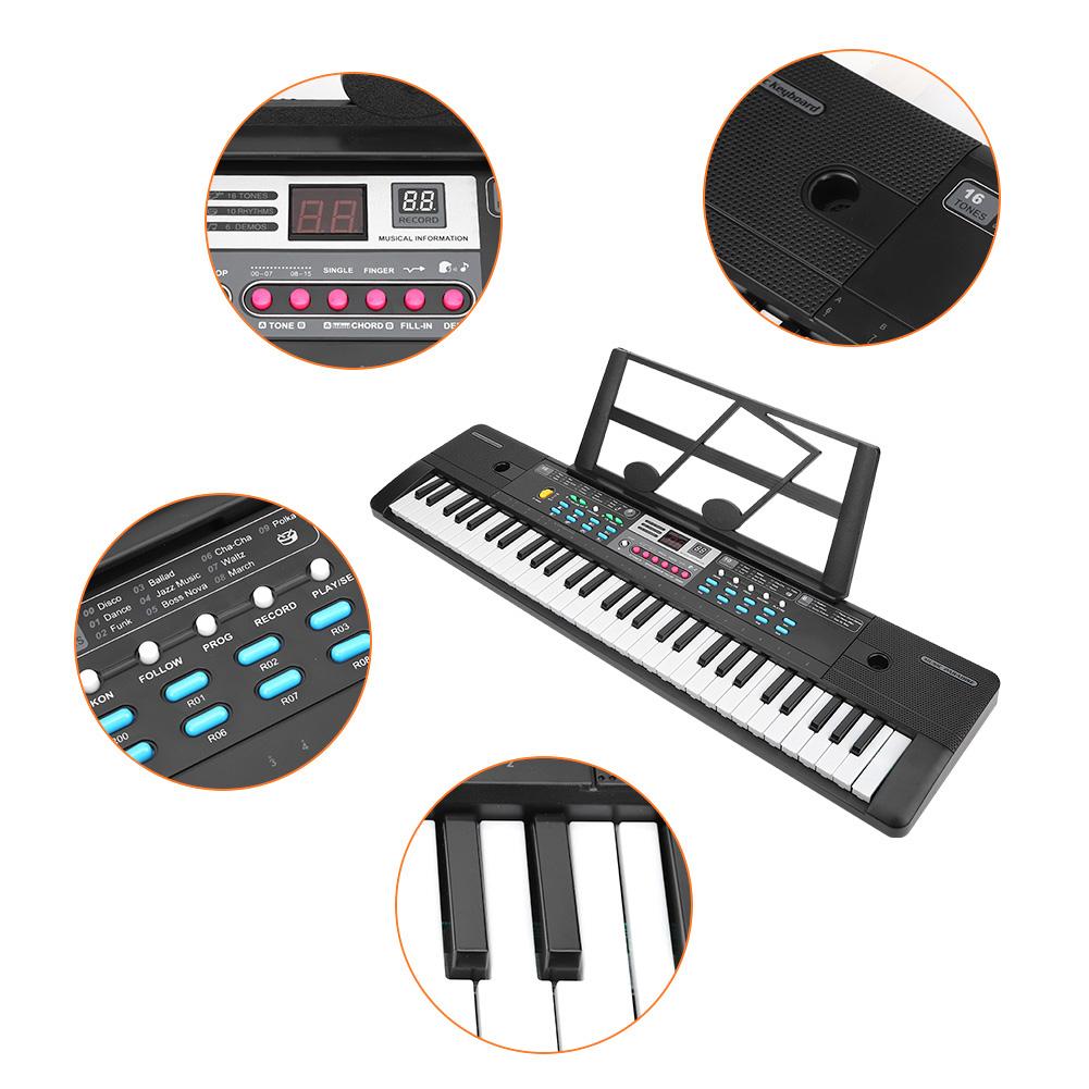 Electronic Keyboard 61 Piano Keys Children Toys Beginner Microphone Musical InstrumentUniversal USB Power Supply