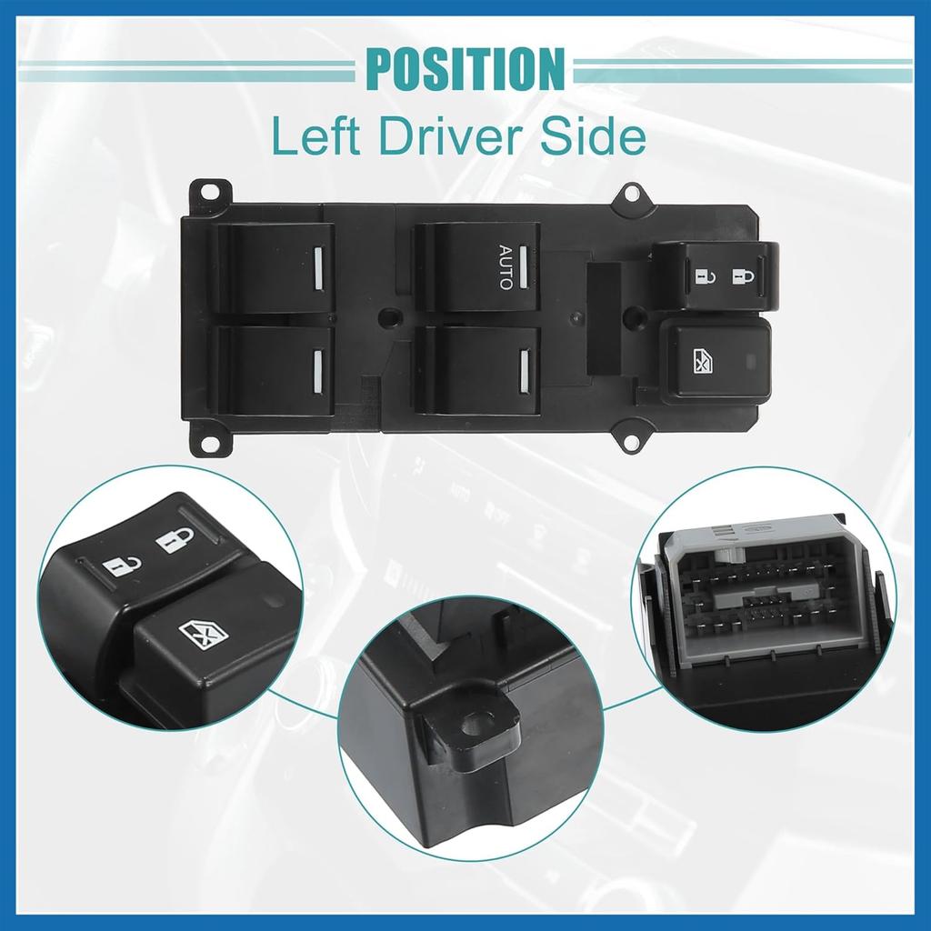 Linker Fahrersitz Auto Elektrischer Fensterheber Schalter Passend für Honda CRV 2011-2013 Nr. 35750-T0A-H01 - Packung mit 1 Stück Schwarz Artikel Ersatz