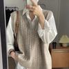 Korean Style Cable Knit Vest Women Autumn Winter Loose Slimming Waistcoat Versatile Top
