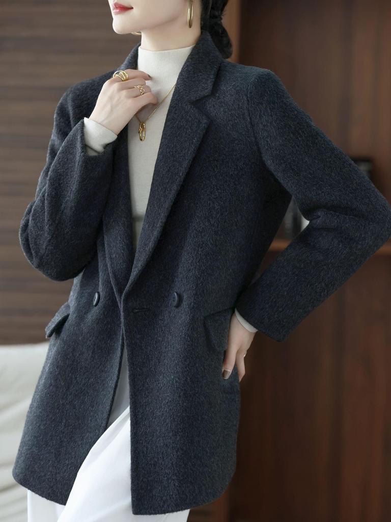 2025 Autumn/Winter Women's Double-Faced Wool Coat - Short, Loose, Petite Slimming Suit