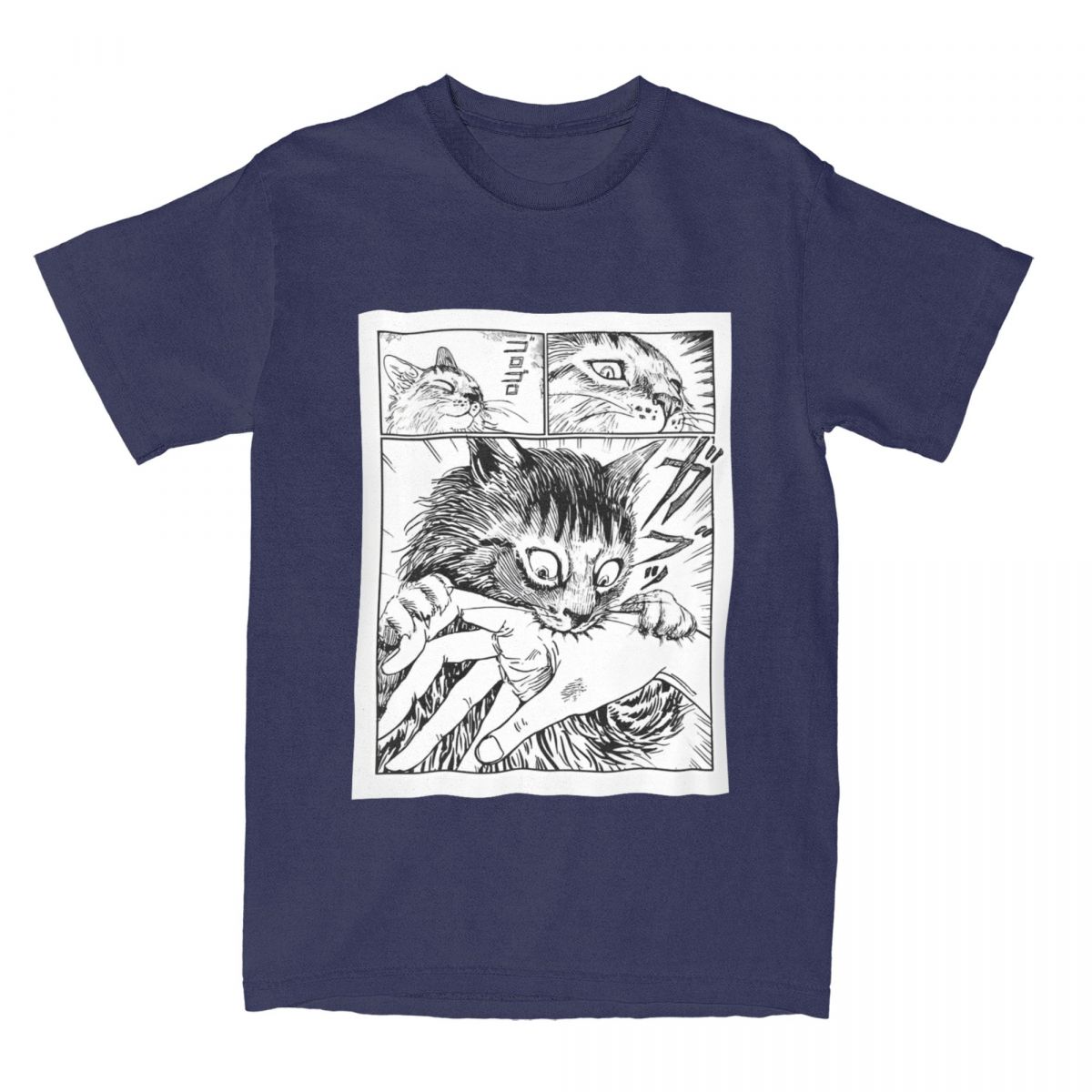 

Футболка Gato Junji Ito Comic, мужская, японская, аниме, смешная, из чистого хлопка, летние, с круглым вырезом, модные, свободные, большого размера, футболки 4XL