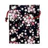 Kyosuke Japan-made Drawstring Bag Pouch Sakura Approximately 24.519cm Cotton Wooden Beads Medium Colorful Cherry Blossoms Black Japanese Miscellaneous