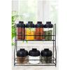 7 Pieces Glass Spice Set With Metal Stand - Spice Set With Stand - With Label Gift