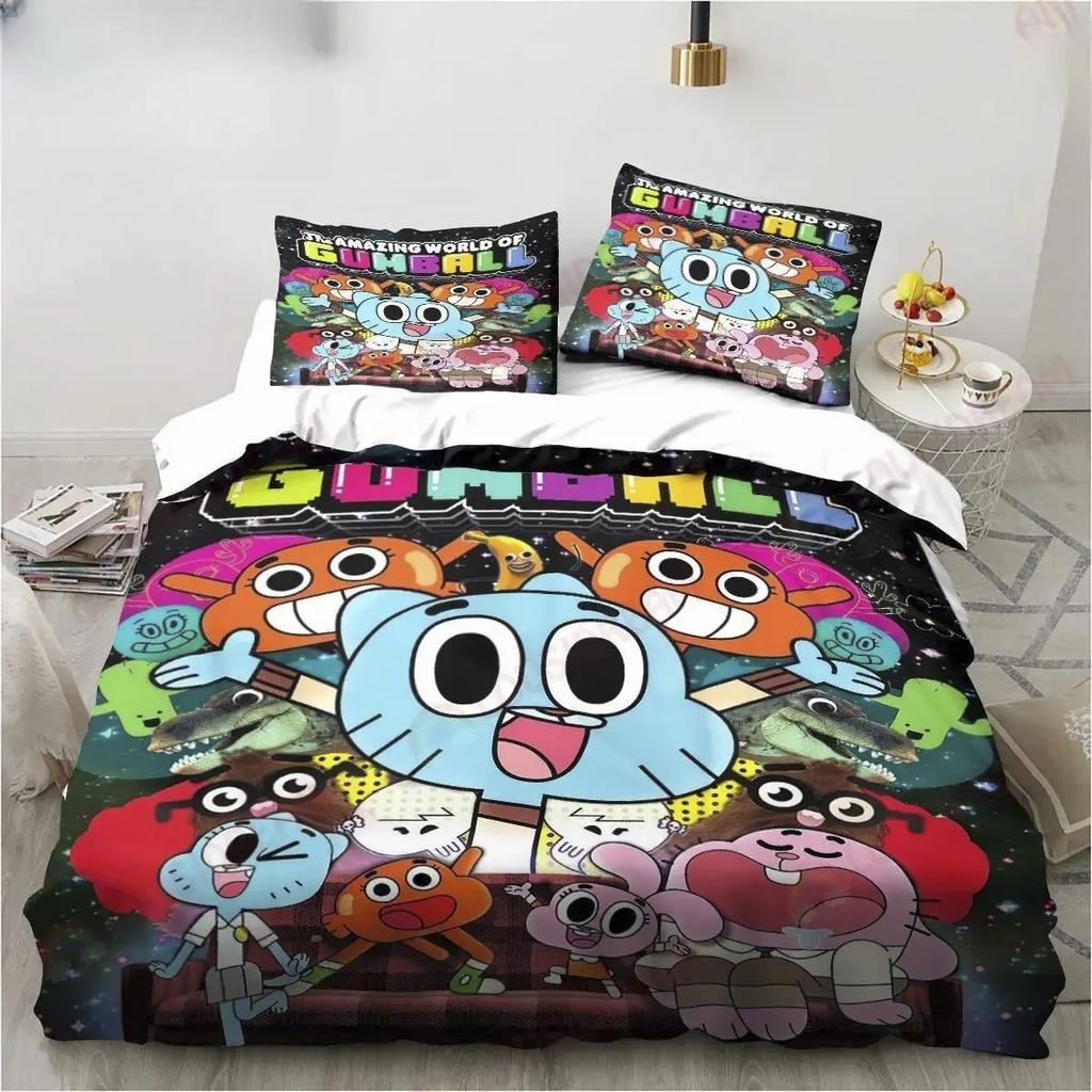 New Cartoon The Amazing World Bedding Set Gumball Sheet King Twin Double Child Bedding Set Mircofiber or Polyester Duvet Cover