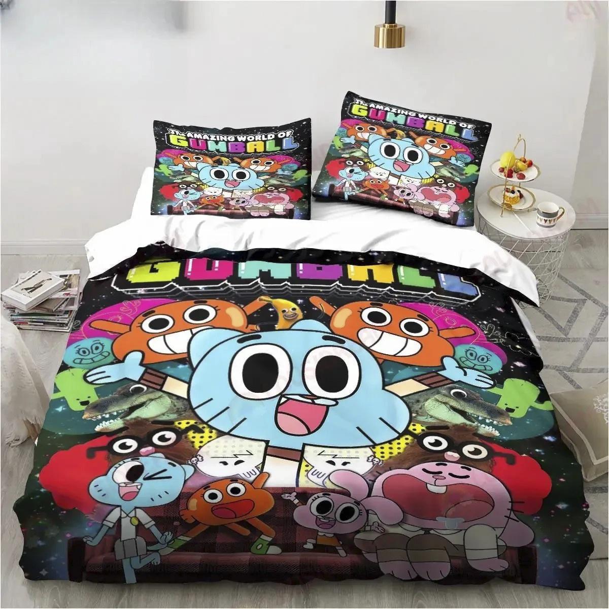 

New Cartoon The Amazing World Bedding Set Gumball Sheet King Twin Double Child Bedding Set Mircofiber or Polyester Duvet Cover 135x200cm&set