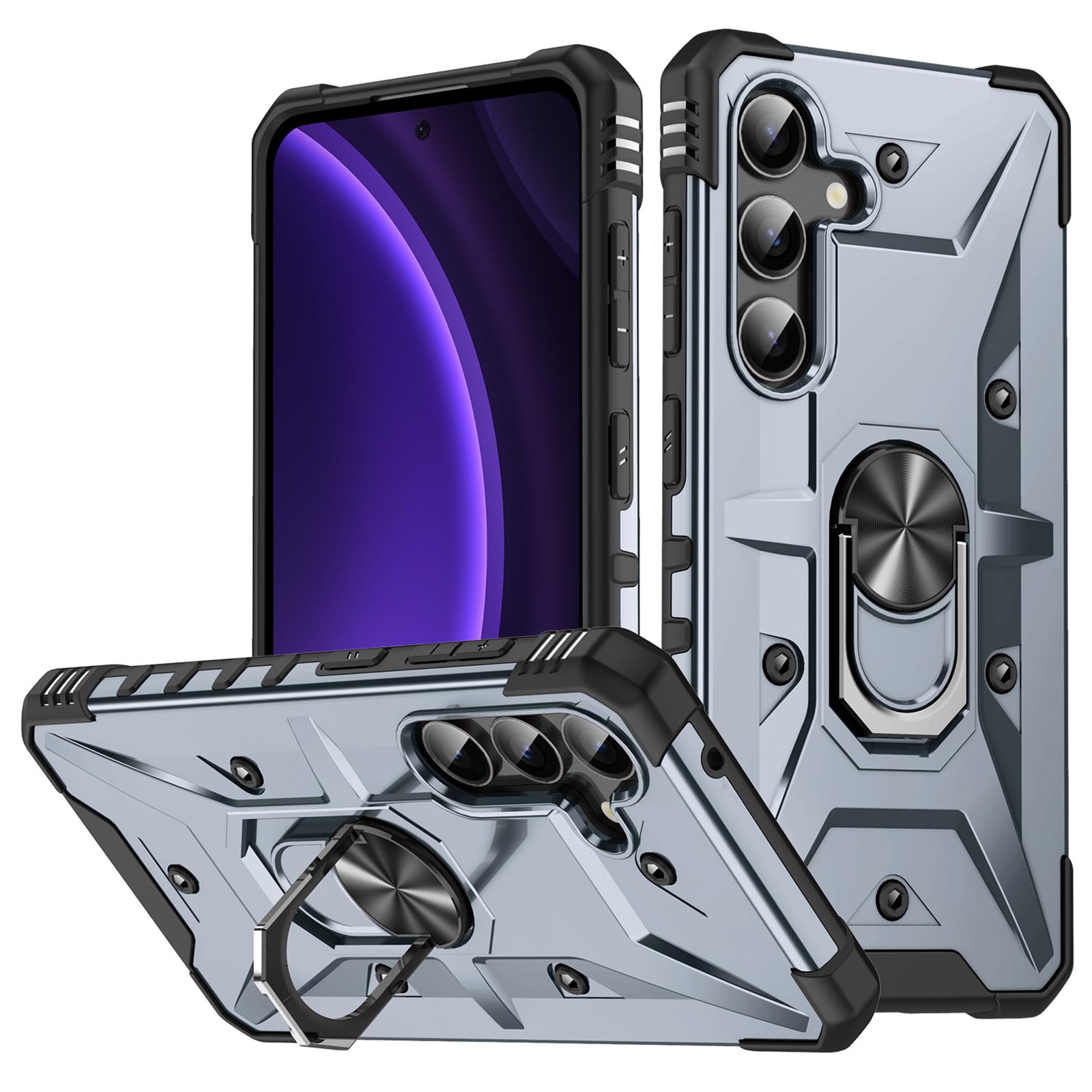 

For Samsung Galaxy A16 5G/4G Case PC+ TPU Anti-Drop Phone Cover with Ring Kickstand Grey