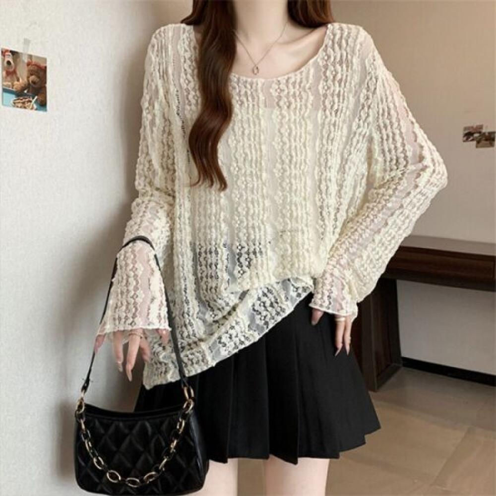 Navava Women Flower Lace Thin Long Sleeve T shirT nT2354