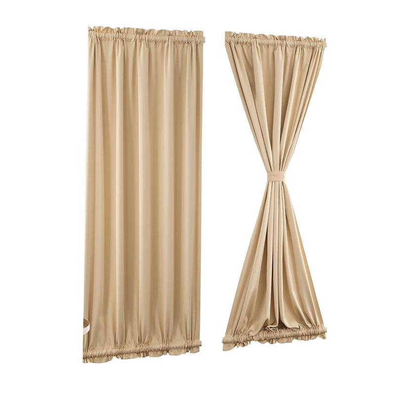 Curtain Finished Piercing Rod Door Curtain High Precision Solid Color Curtain French Door Curtain