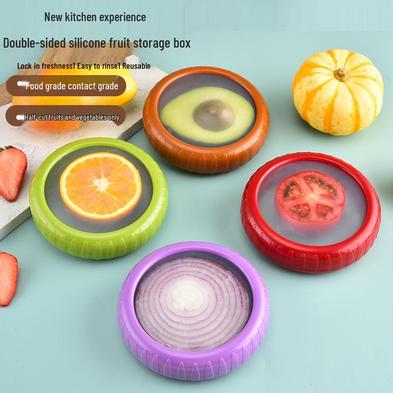 Dual-Sided Silicone Fresh-Keeping Box - Vegetable & Fruit Sealed Refrigerator Storage