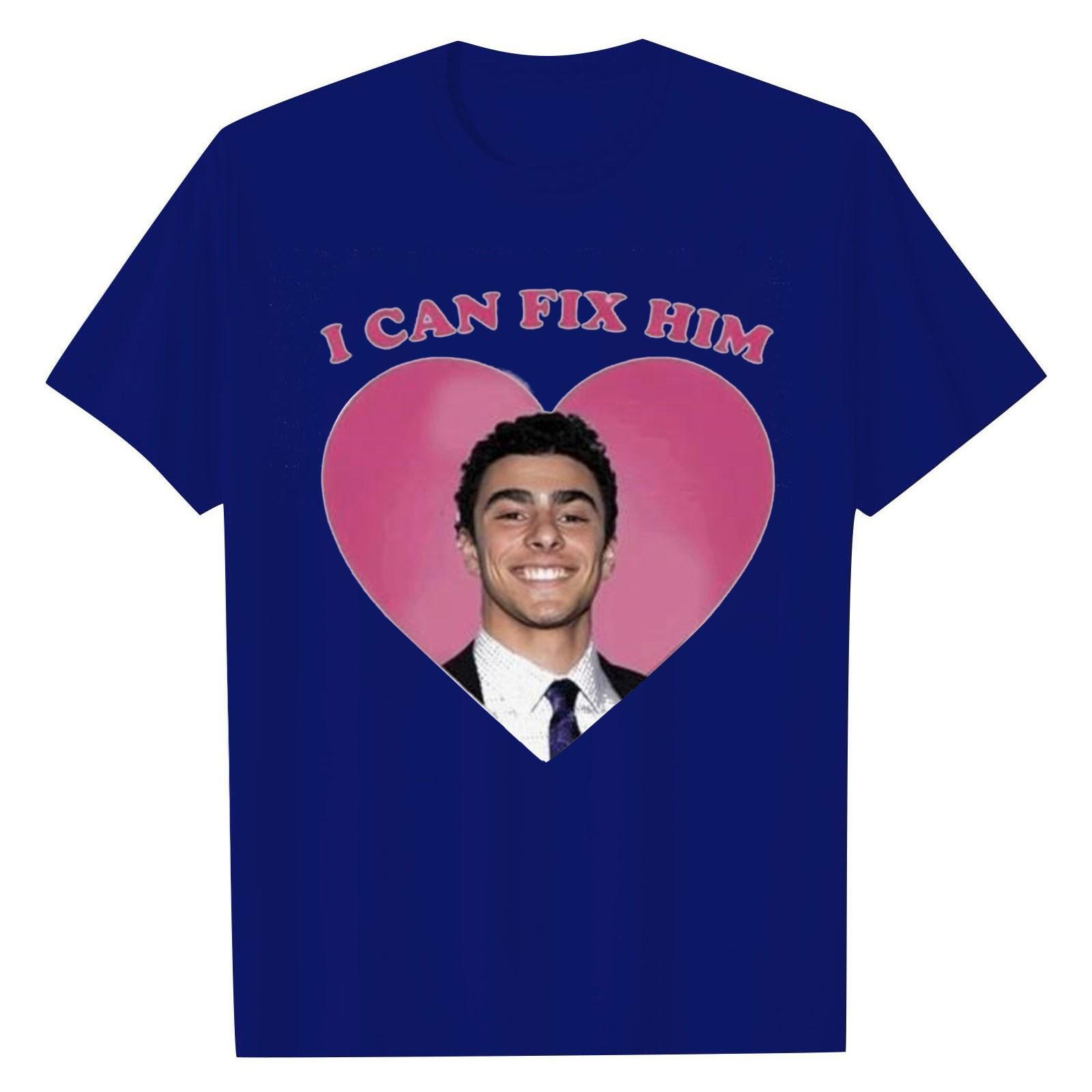 

Мужская мода повседневный принт круглый вырез пуловер короткий рукав футболка для мужчин S