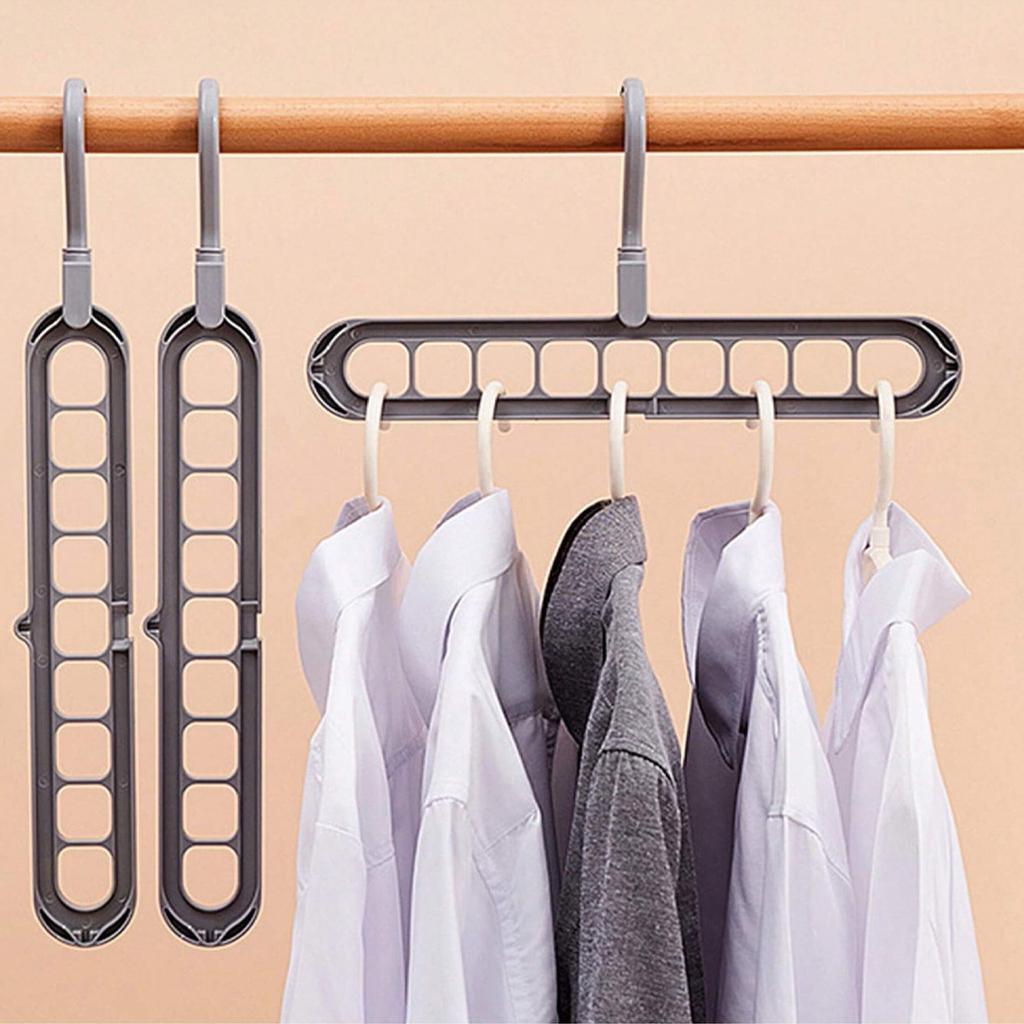 1pc - Nine hole multifunctional magic folding clothes hanger, convenient storage and space saving storage cabinet