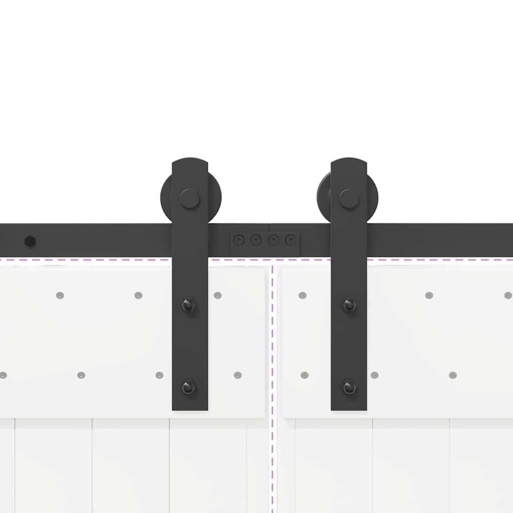 Sliding Door Hardware Set 366 cm Steel Black