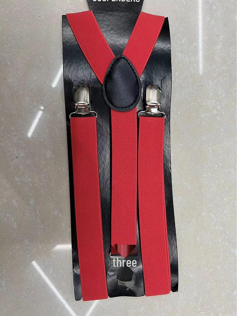 Unisex Black Adjustable Three-Clip High-Elastic Suspenders for Dress Pants