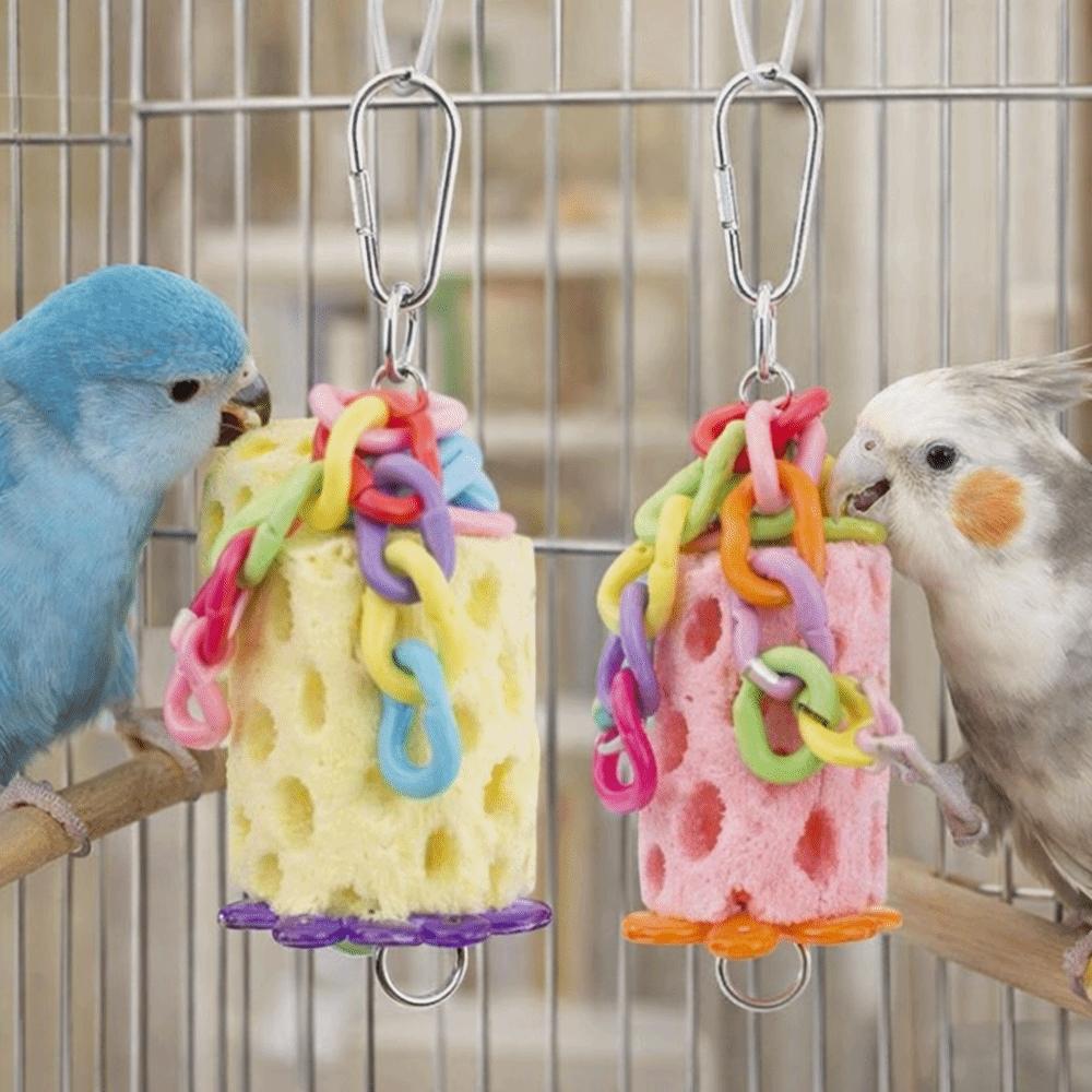 Colorful Parrot Chewing Toys Interactive Hanging Hamster Grinding Stone Bite Resistant Mouth Molar String Parrot Cage