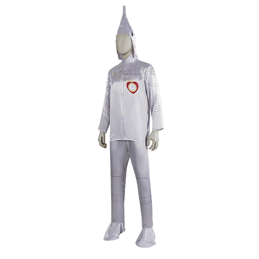 The Wizard of Oz Tin Man Cosplay Costume Adult Unisex Halloween Cosplay Silver Metallic Look