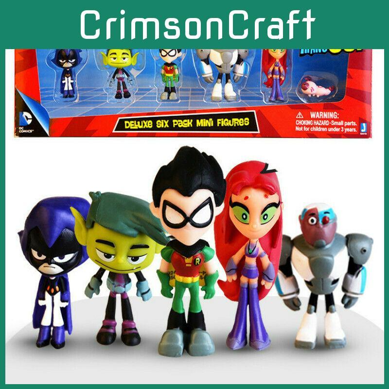 Colorful Teen Titans Go Miniature Set With Robin Raven Beast Boy Starfire Characters
