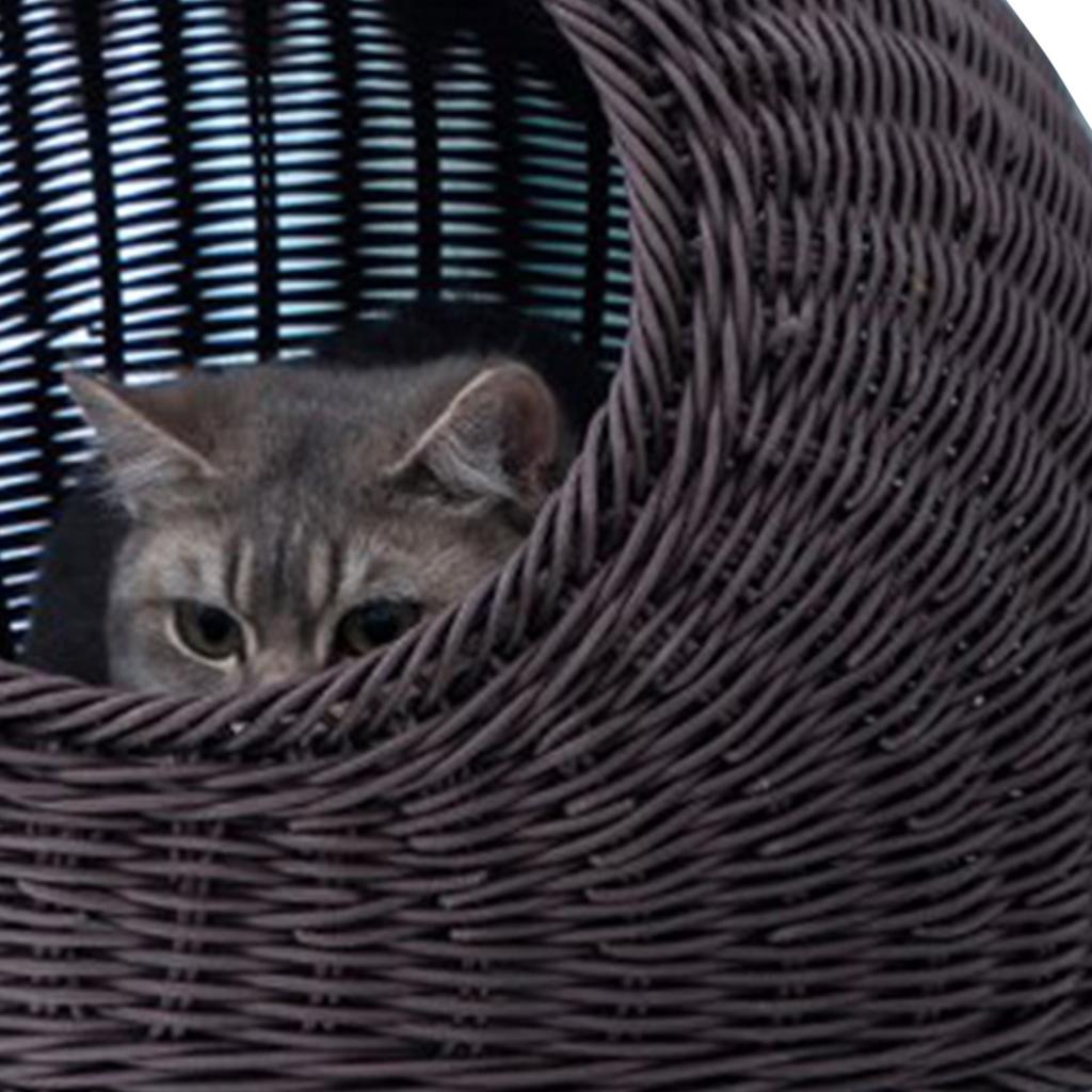 Legowisko dla kota Urocze kocie uszy imitujące rattan Tkane ręcznie Oddychające Przez cały rok Zmywalne Półzamknięte dla kota