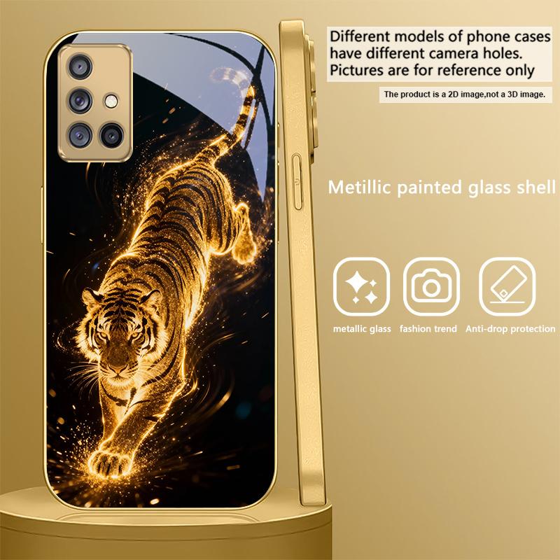 The Tiger of Strength For Samsung A 31 32 A33 A34 35 14 A15 13 A16 25 26 50 52 53 54 55 56 70 71 72 73 Golden Glass Phone Case
