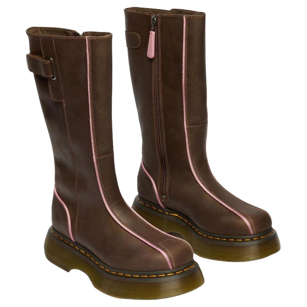 Dr. Martens Buzz Hi Leather Casual Versatile High-Top Boots 4.7cm Women boots Brown 42843200