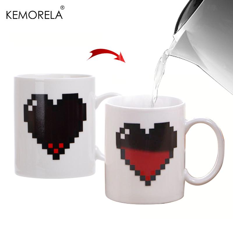 330ML Persikofärgad Färgförändrande Keramisk Kopp Nyhet Magisk Kopp Kreativ Design Kaffemugg Alla Hjärtans Dag Föredragen Gåva
