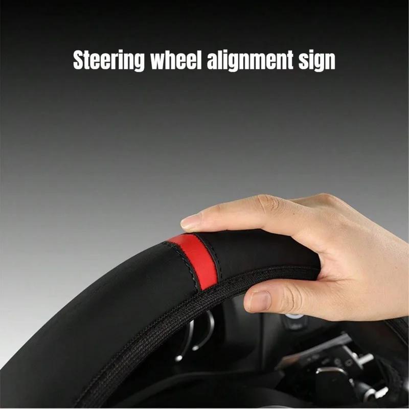 Elastic Stretch Steering Wheel Cover Without Inner Ring Fits 14.5-15in Steering Wheels, Wear-resistant Leather, Easy Carry