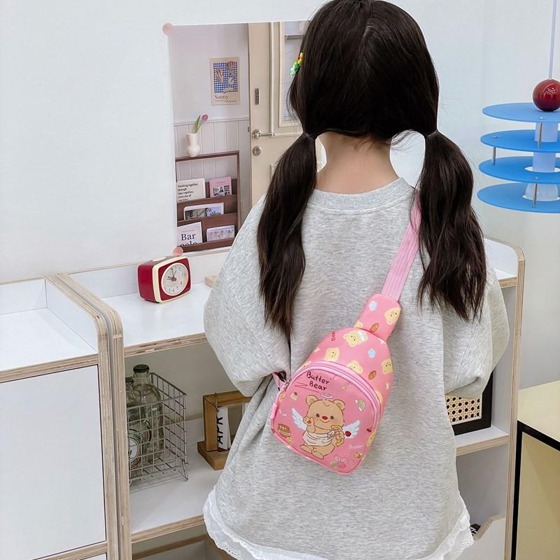 Printed Bear Butterfly Shoulder Crossbody Chest Bag Kids Cartoon Outdoor Gifts