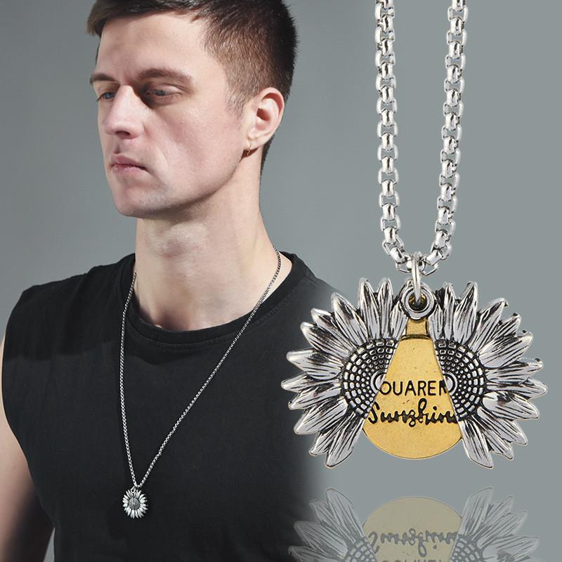 Unique Sunflower Design Necklace With Alloy Charm Perfect For Casual Streetwear