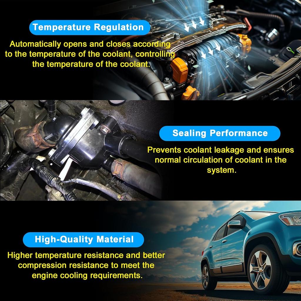 SecosAutoparts Coolant Thermostat Housing, Fit For Honda Civic 2002-2005 2.0L, CR-V 2002-2006 2.4L, Fit For Acura RSX 2002-2006 2.0L L4, Replace#
