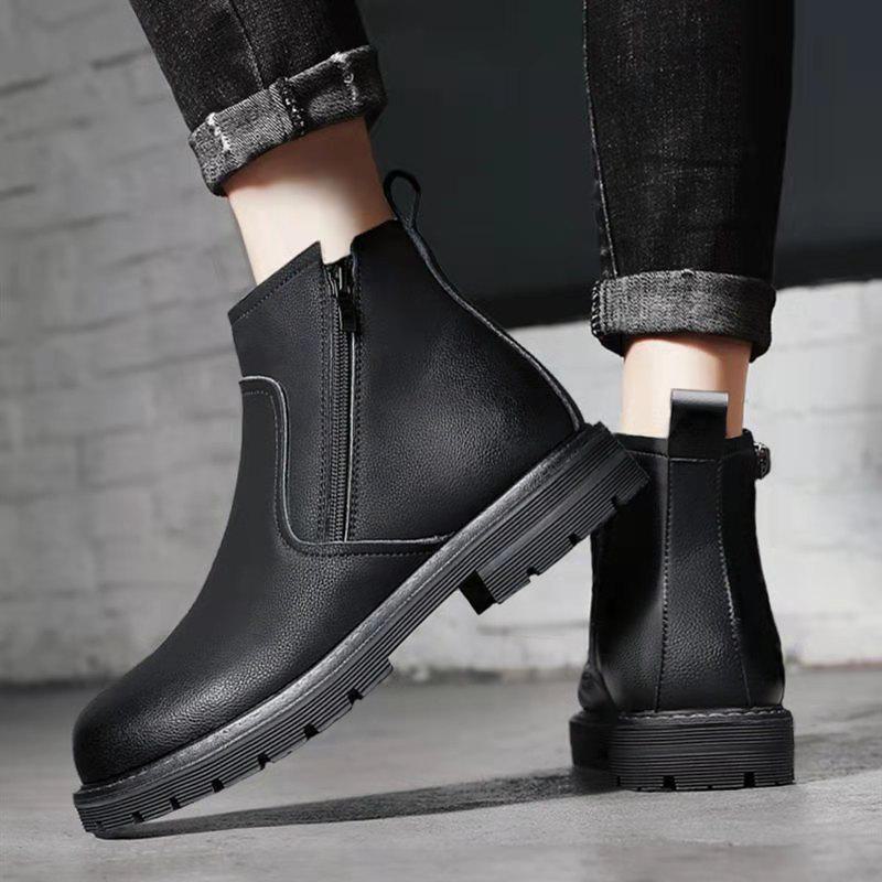 2023 Autumn Men's High-Top Boots: All-Match European Style Zipper Martin Boots, Casual Korean Version