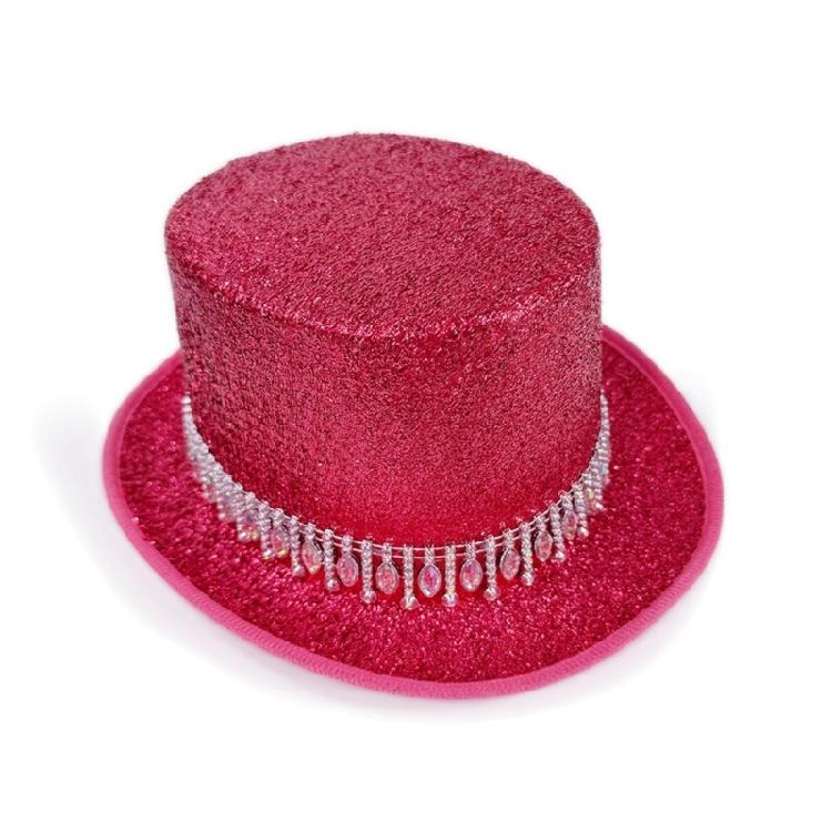 Eye Catching Rhinestones Tall Hat Cosplay Hat Stage Show Hat Halloween Costume Ceremony Hat Evening Party Magicians Hat