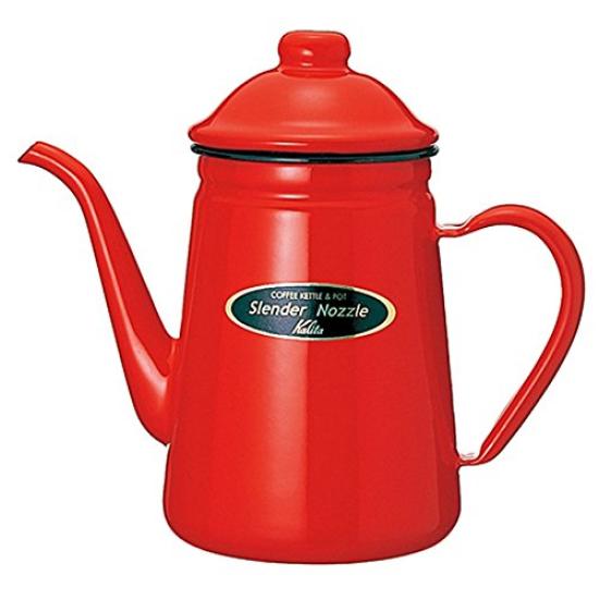 Kalita Coffee Narrow Pot, Enamel, Mouth, 1L, Red, #52111