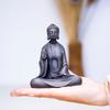Retro Iron Buddha Statue Indoor Outdoor Zen Decorative Sculptures Simple Home Living Room Tea Room Desktop Meditation Ornament